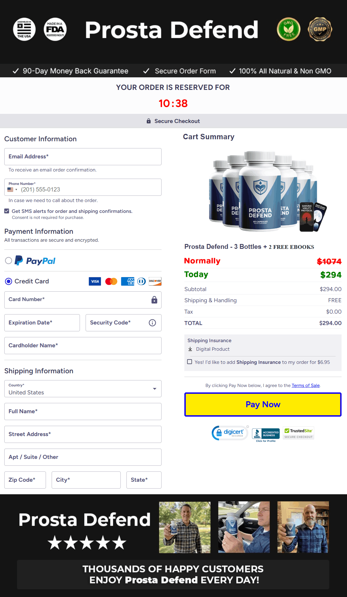 Prosta Defend-Secure Checkout Page